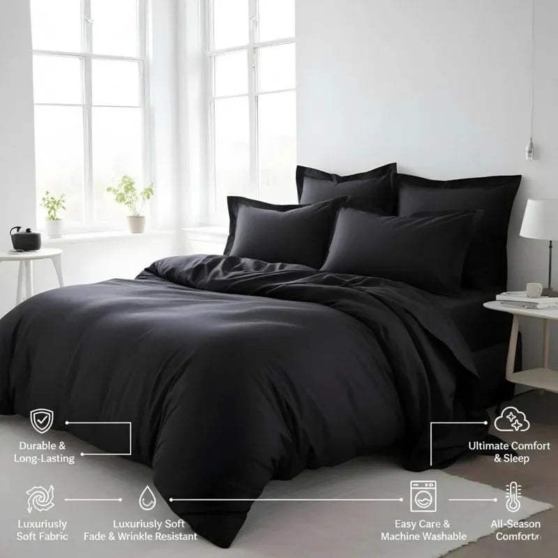 Washed Microfibre Duvet Cover Set Ultra Soft Wrinkle Free All UK Sizes - 4AS - 4A's Global
