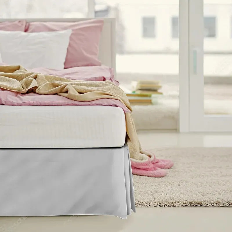 Pleated Valance Sheet Polycotton Hotel Finish Bed Base Cover, All UK Sizes - High Living - 4A's Global