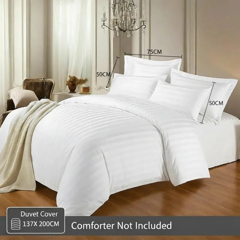 Satin Stripe Duvet Cover Set Hotel Quality Bedding, Hypoallergenic All Sizes - 4AS