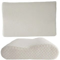 Two white pillows with textured surface on a white background
