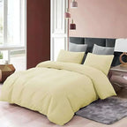 Double Duvet Cover - Premium King-Size Duvet Cover Set – Navy Percale, 3-Piece - Duvet with 2 Matching Pillowcases - Baby Yellow - 4A's Global