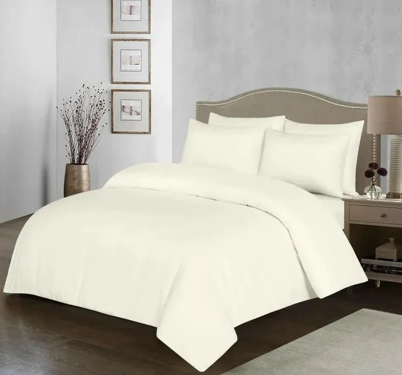Double Duvet Cover - Premium King-Size Duvet Cover Set – Navy Percale, 3-Piece - Duvet with 2 Matching Pillowcases - Baby Yellow - 4A's Global