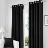Black Thermal Blackout Eyelet Curtains – Ready Made Insulated Privacy & amp; Noise Reducing Drapes - 4A's Global
