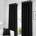 Black Thermal Blackout Eyelet Curtains – Ready Made Insulated Privacy & amp; Noise Reducing Drapes - 4A's Global