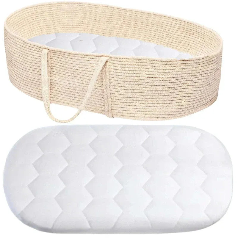 Beige headband with a white textured mat on a white background