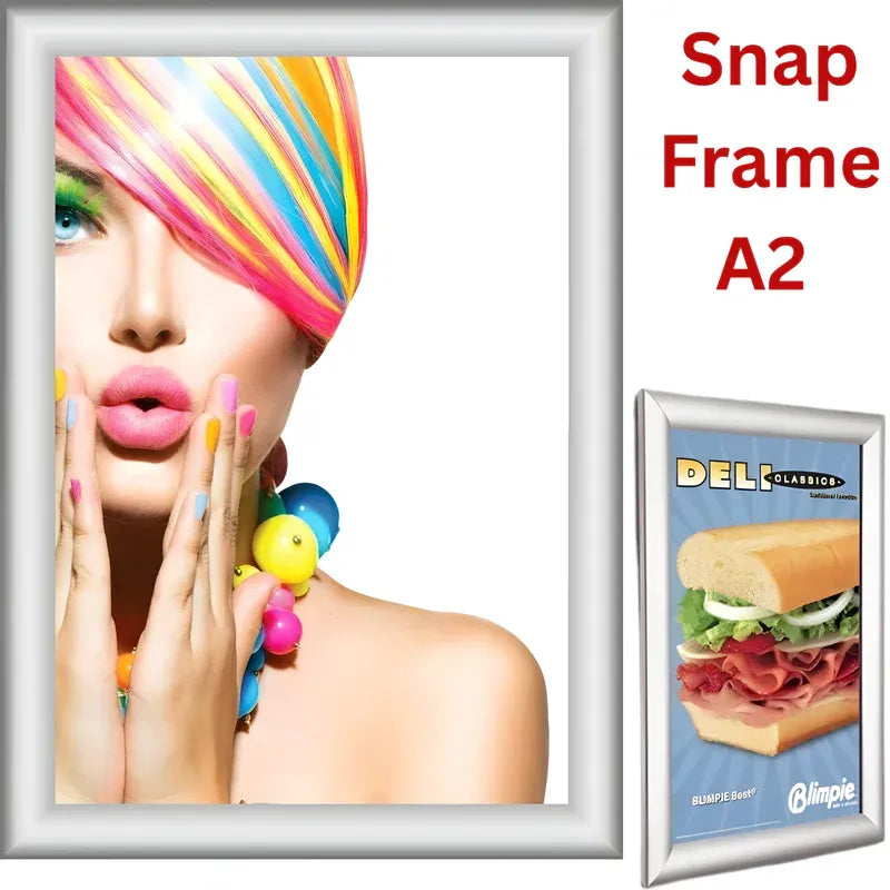 A2 Snap Frames Poster Clip Holders Displays Retail Wall Notice Boards (Silver) , Decor Photo - 4A's Global
