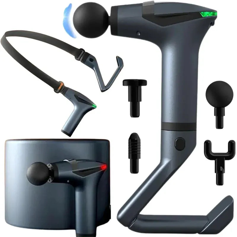 Detachable Handle Massage Gun 15-Speed Percussion Massager with 4 Heads Rechargeable for Neck, Back, Shoulders & Legs - 4A's Global