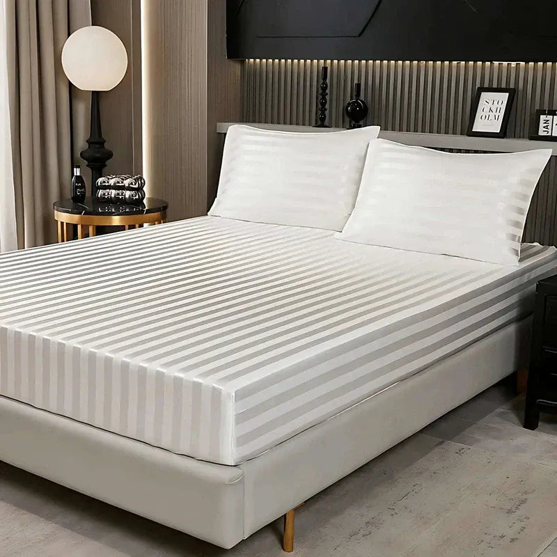 Egyptian Cotton Sateen Fitted Sheet – Luxurious 300 Thread Count Hotel-Quality Bedding for a Perfect Fit - 4A's Global