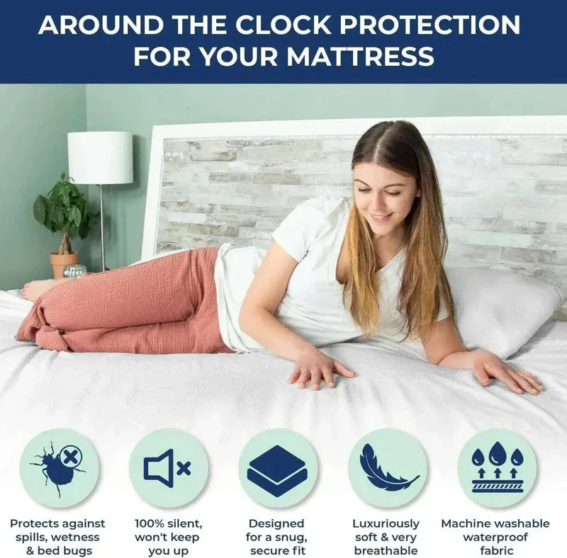 Extra Deep Waterproof Terry Bed Sheet Protector – Cozy, Breathable &amp; 100% Leak-Proof Comfort | Multiple UK Sizes - 4A's Global