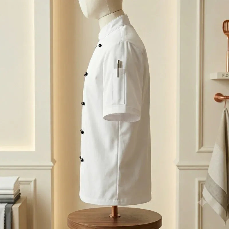 Professional Chef Jacket – Breathable Short Sleeve Kitchen Uniform - 4A's Global