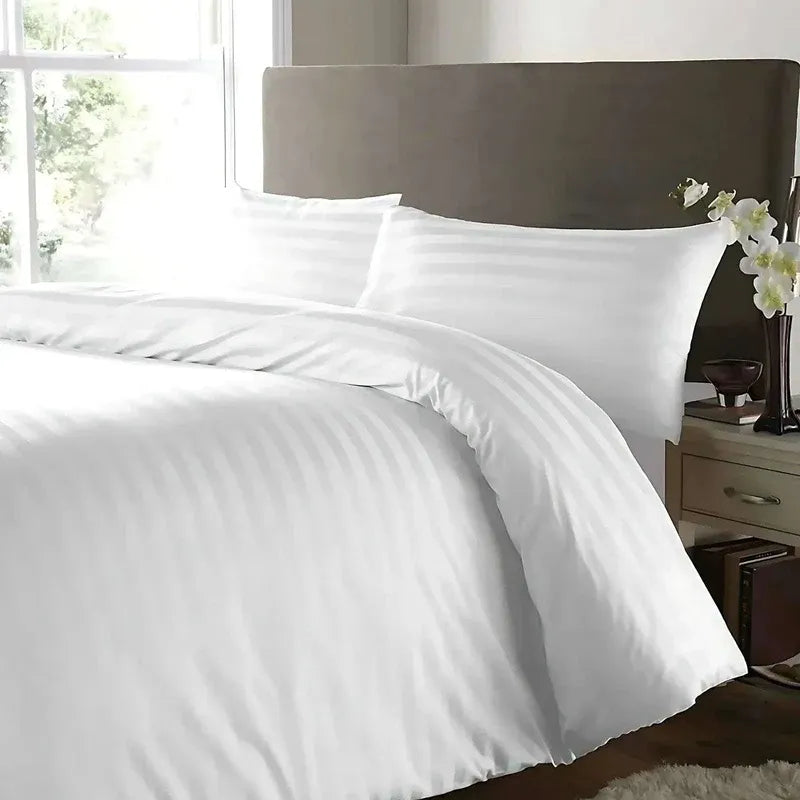 Luxury Microfiber Satin Stripes Duvet Cover Set with Pillowcases – 5 Star Hotel Quality Bedding - 4A's Global
