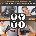 Detachable Handle Massage Gun 15-Speed Percussion Massager with 4 Heads Rechargeable for Neck, Back, Shoulders & Legs - 4A's Global