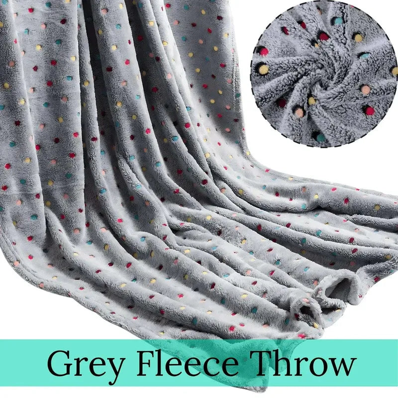 Polka Dot Fleece Throw – Ultra Plush Microfiber Blanket for Sofa, Bed &amp; Pets Super Soft Glow-in-the-Dark - 4A's Global