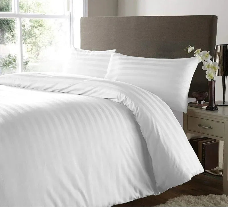 Satin Stripe Duvet Cover Set Hotel Quality Bedding, Hypoallergenic All Sizes - 4AS