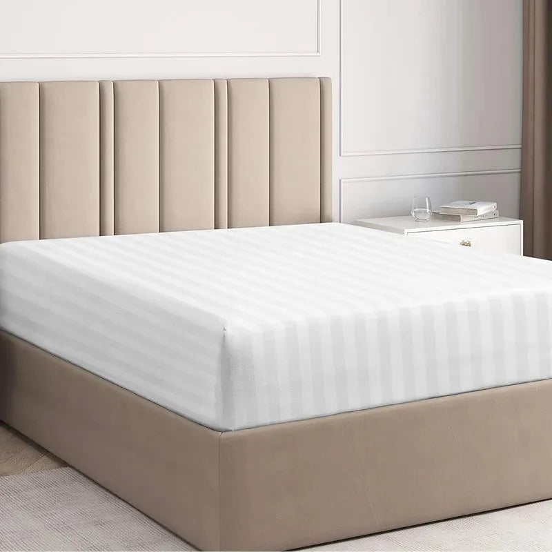 Egyptian Cotton Fitted Sheet 300TC Sateen Hotel Luxury, Single to Super King - High Living