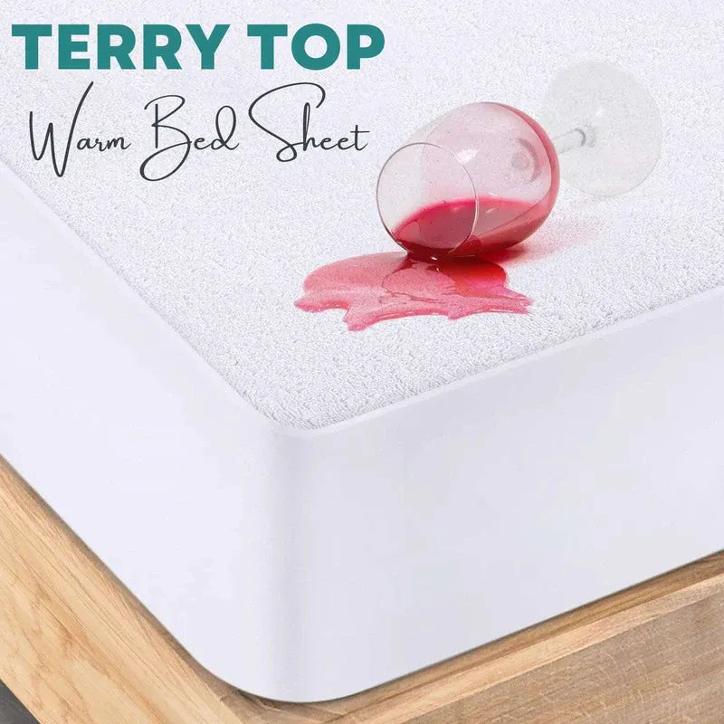 Waterproof Terry Winter Bed Sheet  – Soft, Breathable &amp; Allergy-Proof Bedding Protection - 4A's Global