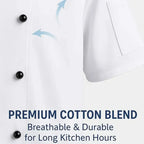 Professional Chef Jacket Set | Short Sleeve | Breathable &amp; Durable Kitchen Uniform | Unisex Culinary Workwear for UK Chefs &amp; Students - 4A's Global