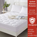 Quilted Mattress Protector Sheet | 40cm Deep Fit Skirt | 200 GSM Triple Fill | Lightweight, Breathable &amp; Noiseless - 4A's Global