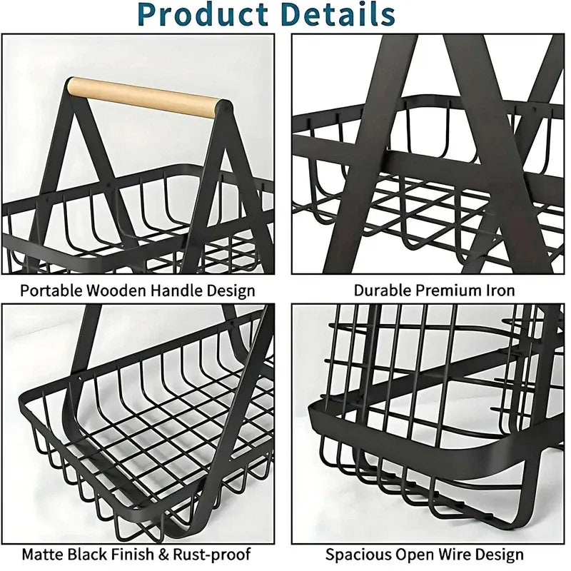2-Tier Countertop Fruit & Veg Basket – Space-Saving Organizer - 4A's Global