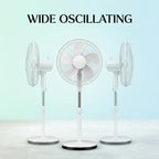 16” Oscillating Pedestal Fan – 40W 3-Speed Quiet Standing Fan with Adjustable Height - 4A's Global