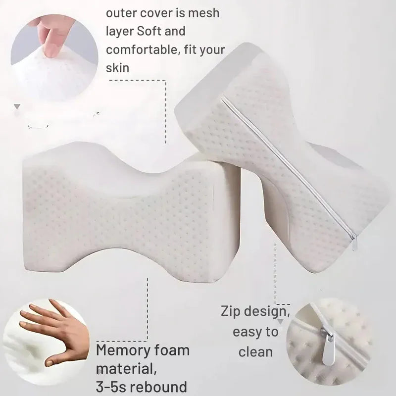 Ergonomic Memory Foam Knee Pillow for Side Sleepers – Orthopedic Support for Sciatica, Back, Hip &amp; Joint Pain Relief - 4A's Global