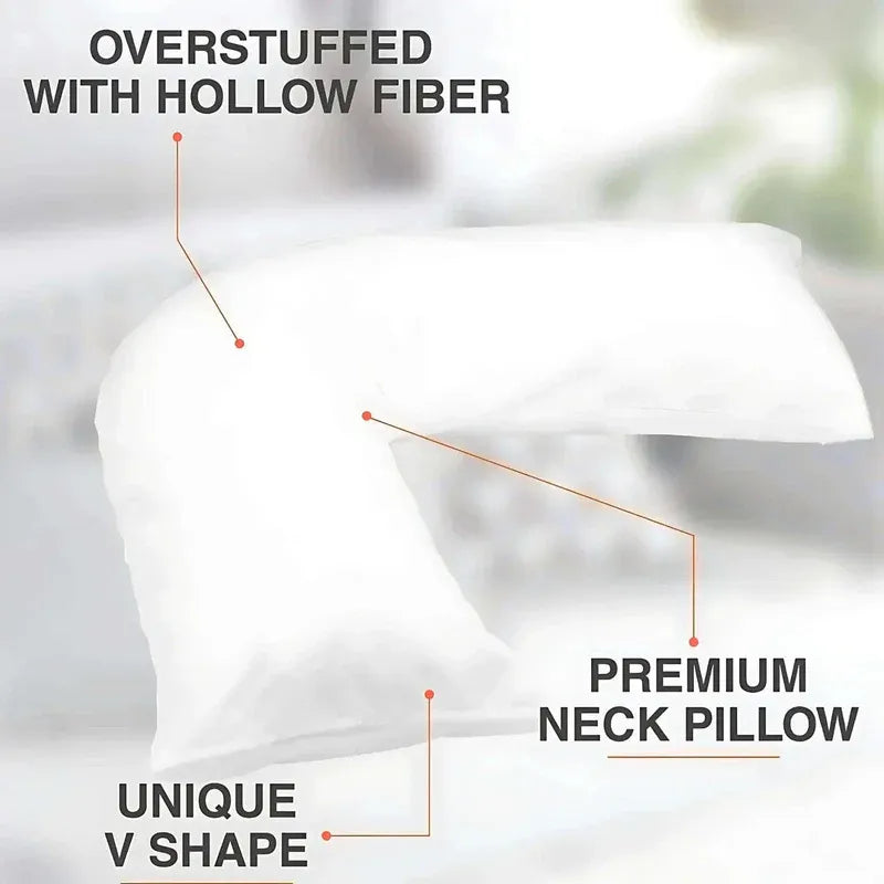 V-Shaped Support Pillow with Removable Cover – Ergonomic Comfort for Sleeping, Reading &amp; Lounging - 4A's Global