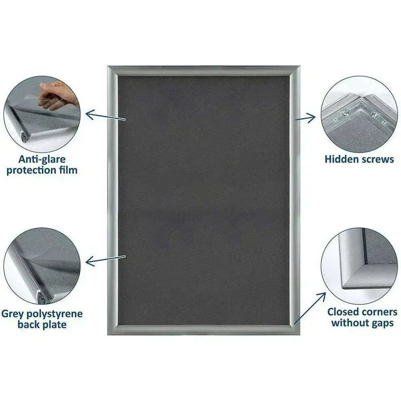 A2 Snap Frames Poster Clip Holders Displays Retail Wall Notice Boards (Silver) , Decor Photo - 4A's Global