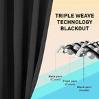 Black Thermal Blackout Eyelet Curtains – Ready Made Insulated Privacy & amp; Noise Reducing Drapes - 4A's Global