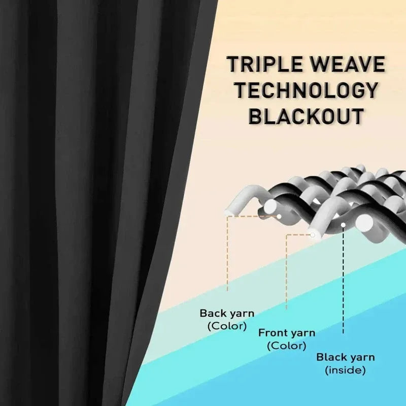 Black Thermal Blackout Eyelet Curtains – Ready Made Insulated Privacy & amp; Noise Reducing Drapes - 4A's Global