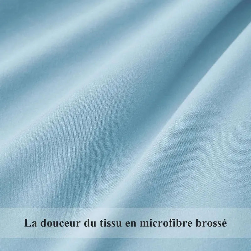 Double Duvet Cover - Plain Dyed Percale Duvet Quilt Cover Premium King-Size Duvet Cover Set Percale, 3-Piece -Baby Blue - 4A's Global