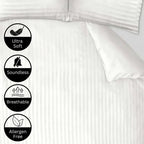 Luxury Microfiber Satin Stripes Duvet Cover Set with Pillowcases – 5 Star Hotel Quality Bedding - 4A's Global