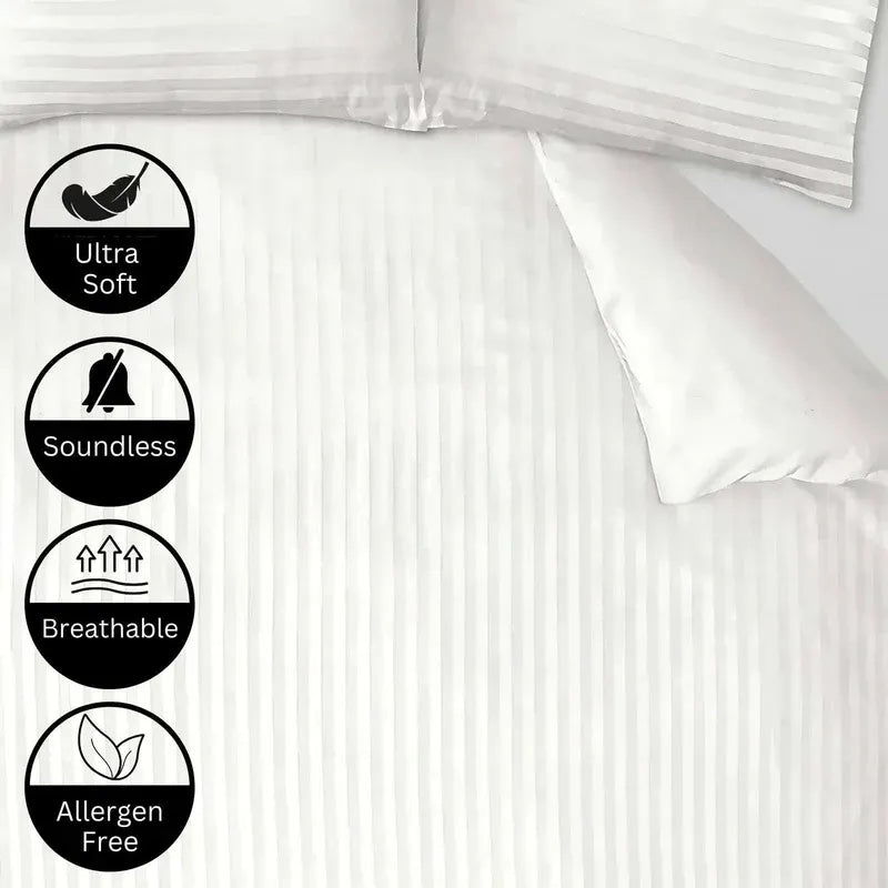 Luxury Microfiber Satin Stripes Duvet Cover Set with Pillowcases – 5 Star Hotel Quality Bedding - 4A's Global