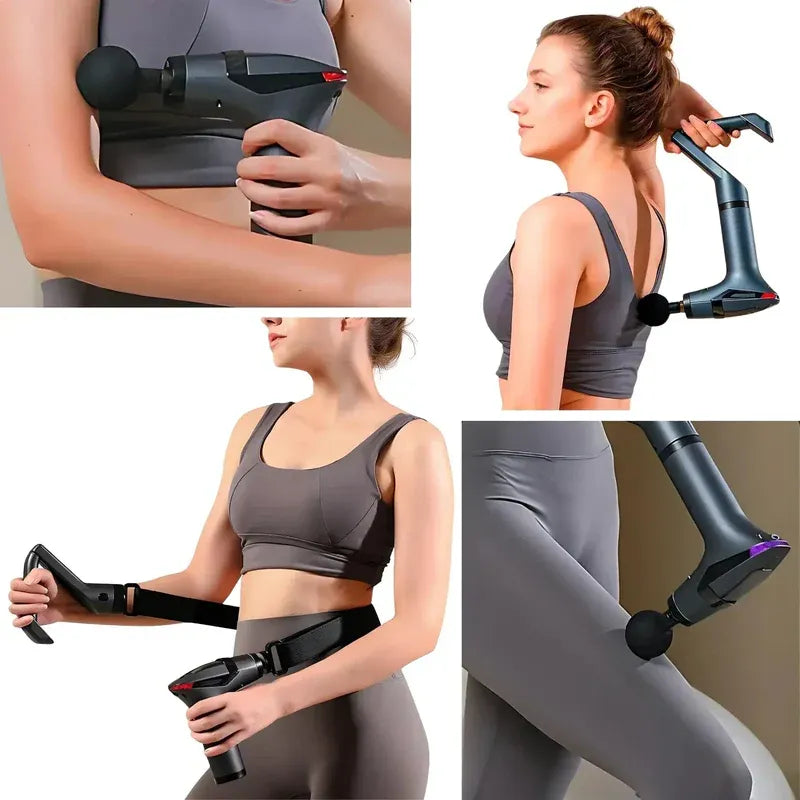 Detachable Handle Massage Gun 15-Speed Percussion Massager with 4 Heads Rechargeable for Neck, Back, Shoulders & Legs - 4A's Global