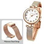 Elegant Ladies Luxury Wrist Watch – Rose Gold Stainless Steel Mesh Strap | Waterproof - 4A's Global