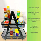 2-Tier Countertop Fruit, Bread &amp; Vegetable Storage Basket – Sleek Black - 4A's Global