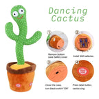 Dancing cactus toy with instructions on how to operate it.