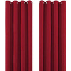 Red Thermal Blackout Eyelet Curtains – Ready Made Insulated Privacy &amp; Noise Reducing Drapes - 4A's Global