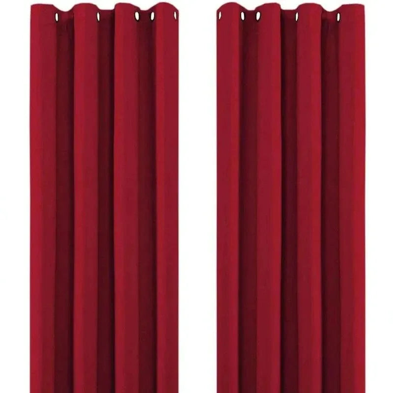 Red Thermal Blackout Eyelet Curtains – Ready Made Insulated Privacy &amp; Noise Reducing Drapes - 4A's Global