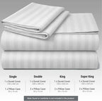 Satin Stripe Duvet Cover Set Hotel Quality Bedding, Hypoallergenic All Sizes - 4AS