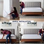 Step-by-step process of installing a mattress on a bed frame, with text 'Simple Installation'.