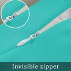 Invisible zipper on a turquoise fabric with close-up detail