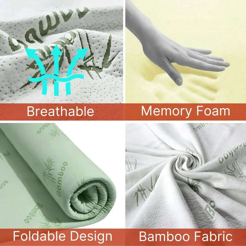 Heaven High 40D Bamboo Mattress Topper Memory Foam 2.5cm – Gel Infused | Cooling | Bamboo Cover | Anti-Slip | Pressure Relief