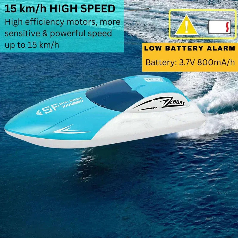 High-Speed RC Racing Boat – Remote Control Boat 2.4GHz – Dual Motor High-Speed Racing RC Boat with Modular Battery &amp; Waterproof Design - 4A's Global