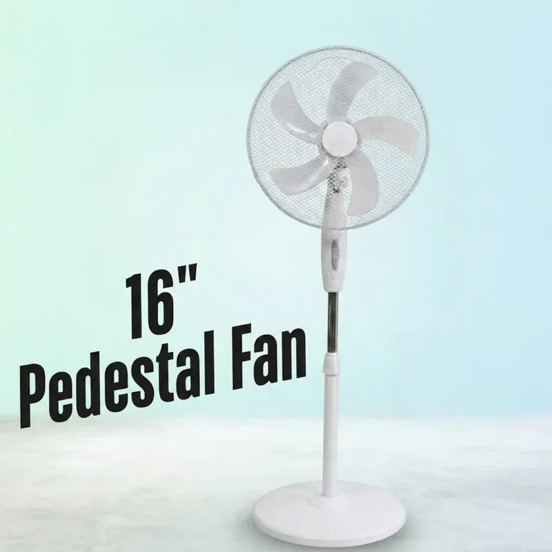 16” Oscillating Pedestal Fan – 40W 3-Speed Quiet Standing Fan with Adjustable Height - 4A's Global