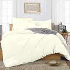 Double Duvet Cover Plain Dyed Percale Soft Bedding Set with 2 Pillowcases Premium King Size 3 Piece Duvet Quilt Cover Set Navy Cream - 4A's Global