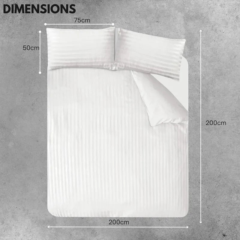 Satin Stripe Duvet Cover Set Hotel Quality Bedding, Hypoallergenic All Sizes - 4AS