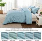 Double Duvet Cover - Plain Dyed Percale Duvet Quilt Cover Premium King-Size Duvet Cover Set Percale, 3-Piece -Baby Blue - 4A's Global