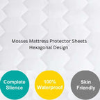 Mosses Mattress Protector Sheets with hexagonal design on a white background