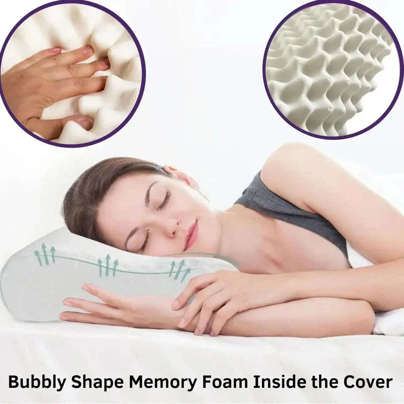 Memory Foam Bounce Back Pillow – Cool Comfort, Fresh Mornings Removable Cover – Ergonomic Contour Neck Support