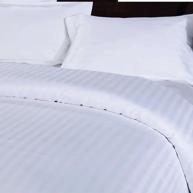 Luxury Microfiber Satin Stripes Duvet Cover Set with Pillowcases – 5 Star Hotel Quality Bedding - 4A's Global